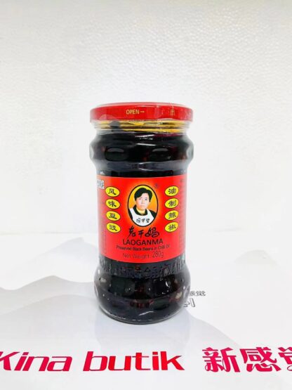 LAOGANMA Black Soybeans With Chilli Oil Konserverad Svarta Bönor i Chili Olja 280g 老干妈风味豆豉油辣椒 280g