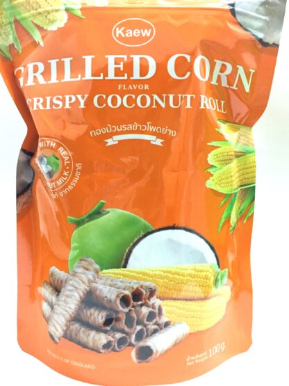 KAEW Thai Crispy Coconut Rolls Grilled Corn Flavour 100g 椰子蛋卷烤玉米味 100g