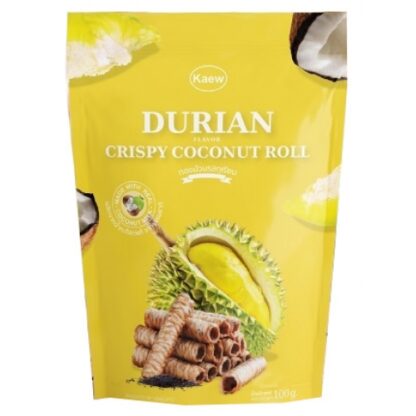 KAEW Thai Crispy Coconut Rolls Durian Flavour 100g 椰子蛋卷 榴莲味 100g