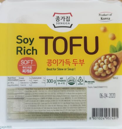JONGGA Soy RichTofu Soft 300g 韩式软豆腐