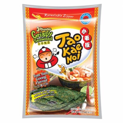 TAO KAE NOI Tom Yum Seaweed Snack, 32g 小老板脆紫菜片冬阴功味