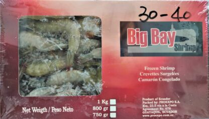 BIG BAY Frozen shrimp med skal och huvud 30-40 750g 整虾 30-40